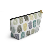 Watercolor Leaf Stamp Accessory Pouch w T-bottom in Teal